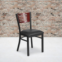 Flash Furniture XU-DG-6G5B-MAH-BLKV-GG Metal Restaurant Chair in Black Mahogany
